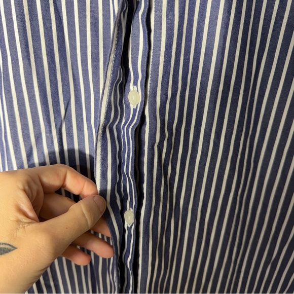 Everlane Striped Collarless Shirt Dress Size 2 - Picture 8 of 10